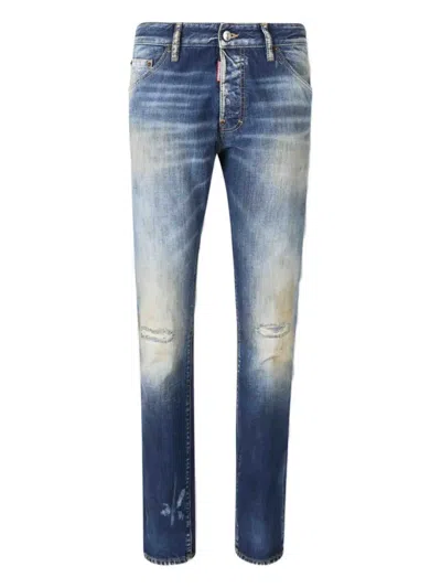 DSQUARED2 FADED DISTRESSED DENIM JEANS