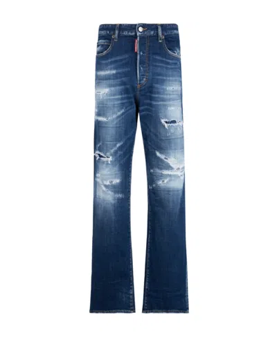 Dsquared2 Faded Distressed-effect Jeans In Blue