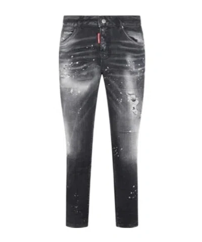 Dsquared2 Faded Effect Distressed Jeans In Black