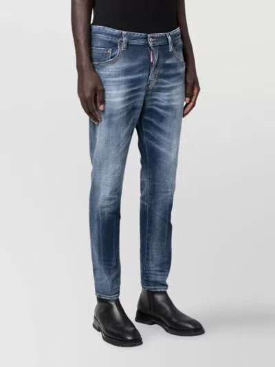 Dsquared2 Faded Effect Five-pocket Trousers Belt Loops In Blue