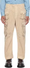 Dsquared2 Multi-pocket Cotton Twill Cargo Pants In Nude