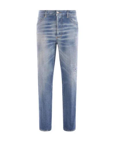 Dsquared2 Distressed Straight Leg Jeans In Blue