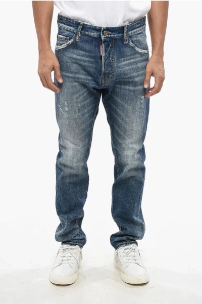 DSQUARED2 FADED EFFECT TAPERED LEG COOL GUY JEANS 16CM