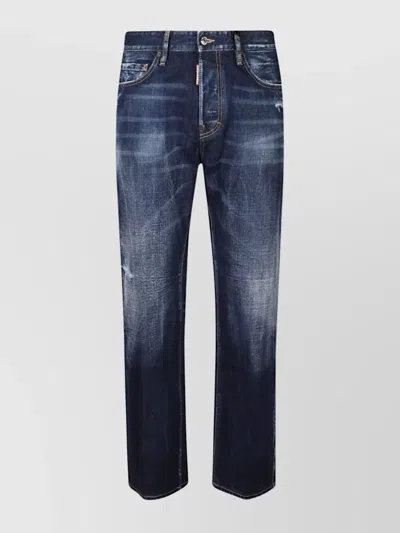 Dsquared2 Faded Five-pocket Trousers Featuring Belt Loops In Blue