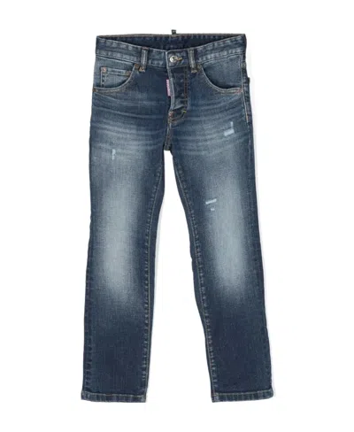 Dsquared2 Faded Imitation Denim Trousers In Blue