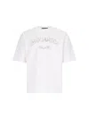 Dsquared2 Loose Fit White Cotton Jersey T-shirt With Vintage-effect Logo In White