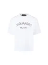Dsquared2 Loose Fit White Cotton Jersey T-shirt With Vintage-effect Logo In White
