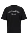 Dsquared2 Loose Fit Black Cotton T-shirt With Vintage Logo In Black
