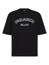 Dsquared2 Loose Fit Black Cotton T-shirt With Vintage Logo In Black