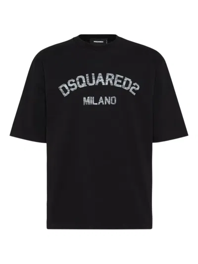 Dsquared2 Loose Fit Faded Milano T-shirt In Black