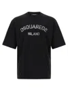 Dsquared2 Loose Fit Black Cotton T-shirt With Vintage Logo In Black