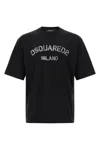 Dsquared2 Loose Fit Black Cotton T-shirt With Vintage Logo In Black