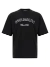 Dsquared2 Loose Fit Black Cotton T-shirt With Vintage Logo In Black