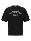 Dsquared2 Loose Fit Black Cotton T-shirt With Vintage Logo In Black