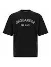 Dsquared2 Loose Fit Black Cotton T-shirt With Vintage Logo In Black