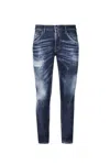 Dsquared2 Faded Slim-fit Jeans With Distressed Detailing In Blue