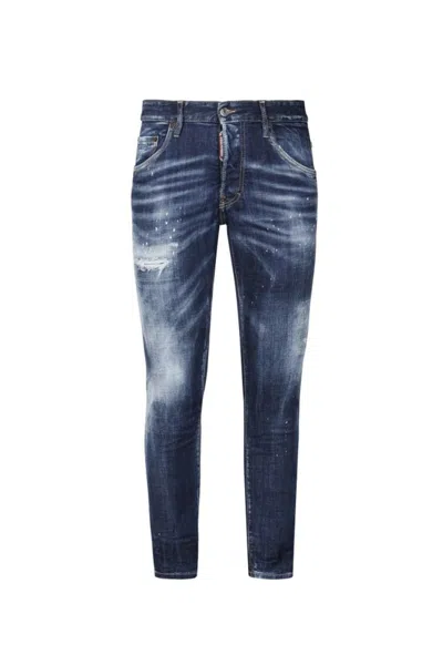 Dsquared2 Faded Slim-fit Jeans With Distressed Detailing In Blue