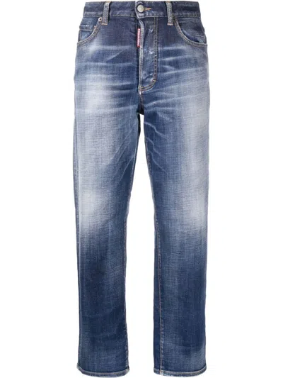 Dsquared2 Faded Straight-leg Jeans In Blue