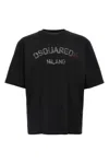 Dsquared2 Loose Fit Black Cotton T-shirt With Vintage Logo