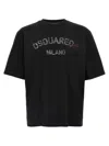 Dsquared2 Loose Fit Black Cotton T-shirt With Vintage Logo In Black