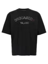 Dsquared2 Loose Fit Black Cotton T-shirt With Vintage Logo In Black