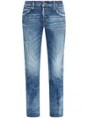 Dsquared2 Distressed Cropped Jeans In Blau