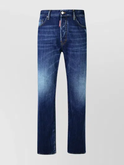 Dsquared2 Faded Wash Denim Jeans In Blue