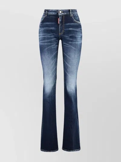 DSQUARED2 FADED WASH DENIM TROUSERS WITH CONTRAST STITCHING