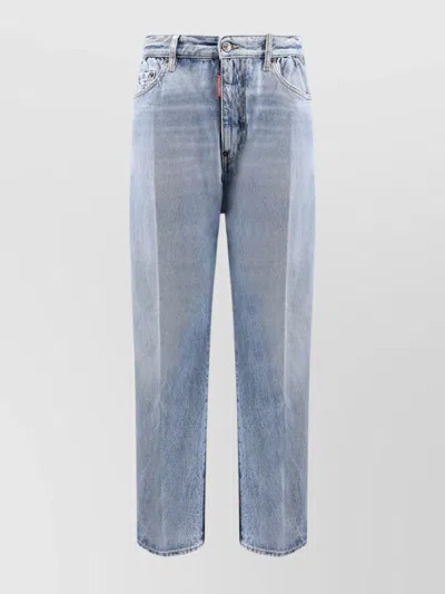 Dsquared2 Faded Wash Five-pocket Belt Loop Trousers In Blue