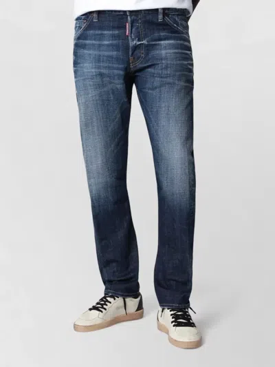 Dsquared2 Faded Wash Five Pocket Trousers Belt Loops In Blue
