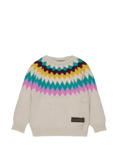 Dsquared2 Babies' Fair Isle-knit Sweater In Neutral