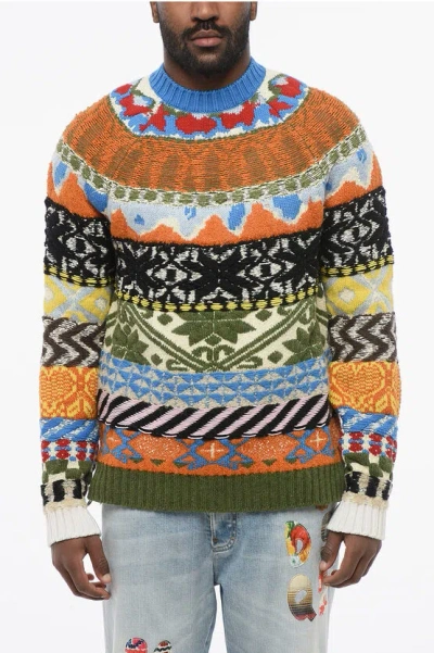 Dsquared2 Fairisle Patterned Globetrotter Wool Blend Pullover