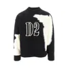 Dsquared2 Crew Neck Sweater With Bold Intarsia Pattern In Black