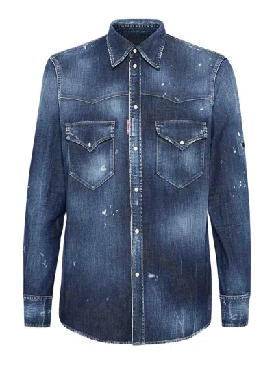 Dsquared2 Fashion Western Shirt In Blue
