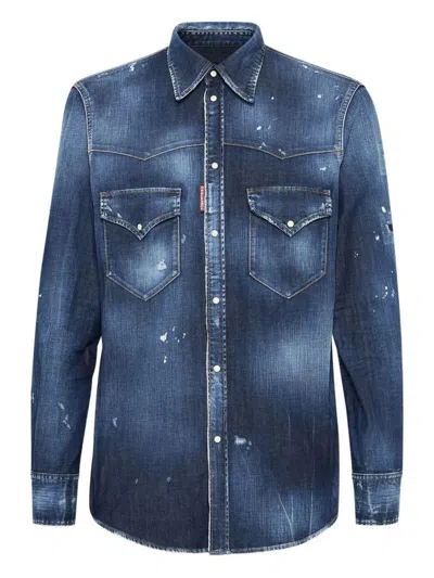 Dsquared2 Fashion Western Shirt Clothing In Blue
