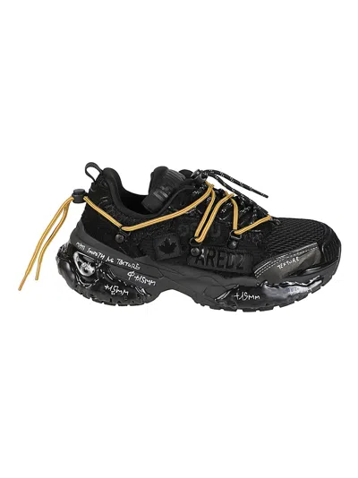 Dsquared2 Faster Calf Leather Accent Low-top Sneakers In Black