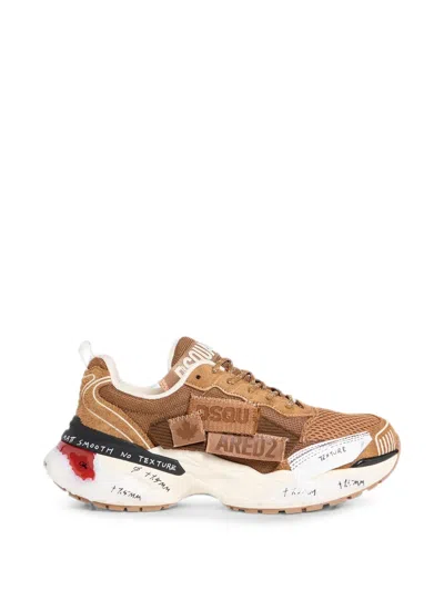 Dsquared2 Men Brown Logo Sneakers In Multi