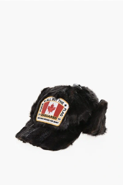 Dsquared2 Faux Fur Cap With Contrasting Logo Patch