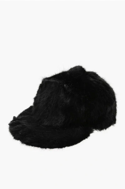 Dsquared2 Faux Fur Cap With Monogram Embellished With Beads