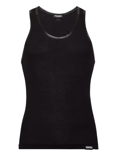 Dsquared2 Faux-fur Trim Tank Top In Black
