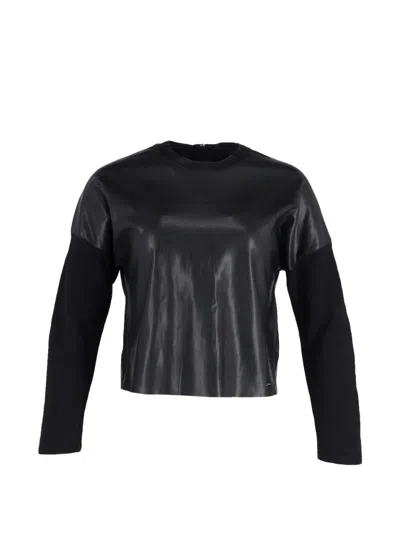 Pre-owned Dsquared2 Faux-leather Long-sleeve Top In Black