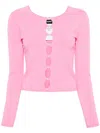 Dsquared2 Faux-pearl Cut-out Cardigan In Pink
