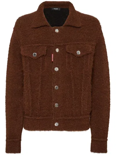 Dsquared2 Faux-shearling Shirt Jacket In Brown