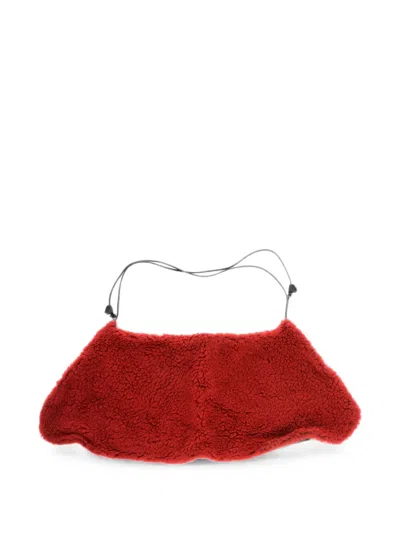 Dsquared2 Faux-fur Drawstring Scarf In Red