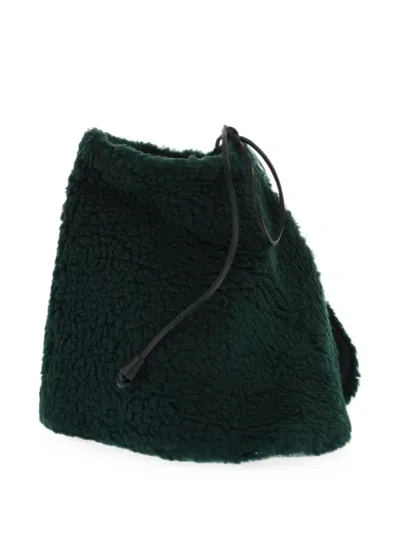 Dsquared2 Faux-shearling Drawstring Scarf In Green