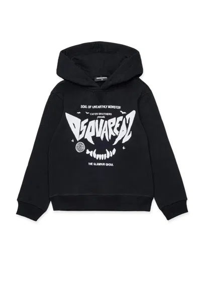 Dsquared2 Felpa Con Cappuccio E Stampa Horror In Black