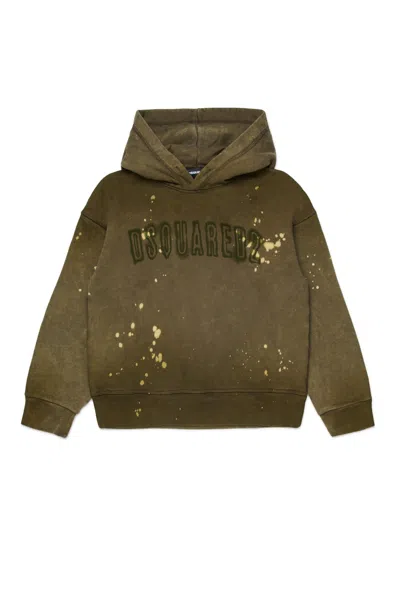 Dsquared2 Vintage Effect Hooded Sweatshirt In Brown