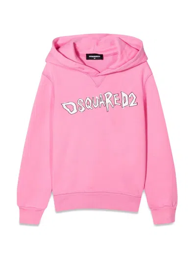 Dsquared2 Kids' Felpa Con Cappuccio In Pink