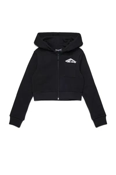 DSQUARED2 FELPA CROPPED CON CAPPUCCIO E TASCHINO