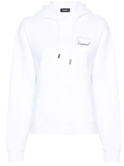 Dsquared2 Felpa Cuore In Rete In Bianco